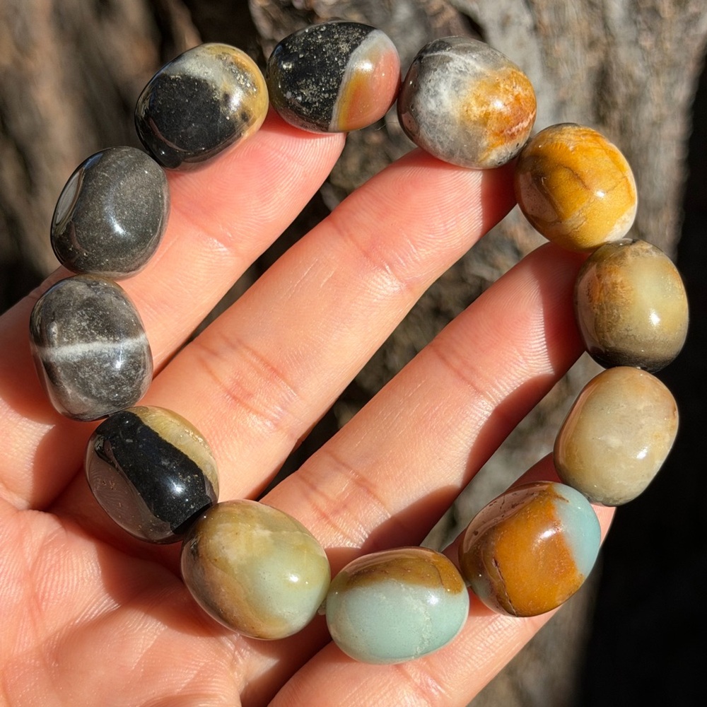12mm stretchable Carribean calcite‎ bracelet 0781